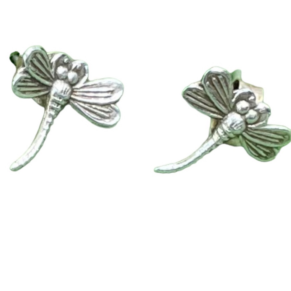 Silver Dragonfly Vintage Small Detailed Stud Earrings
